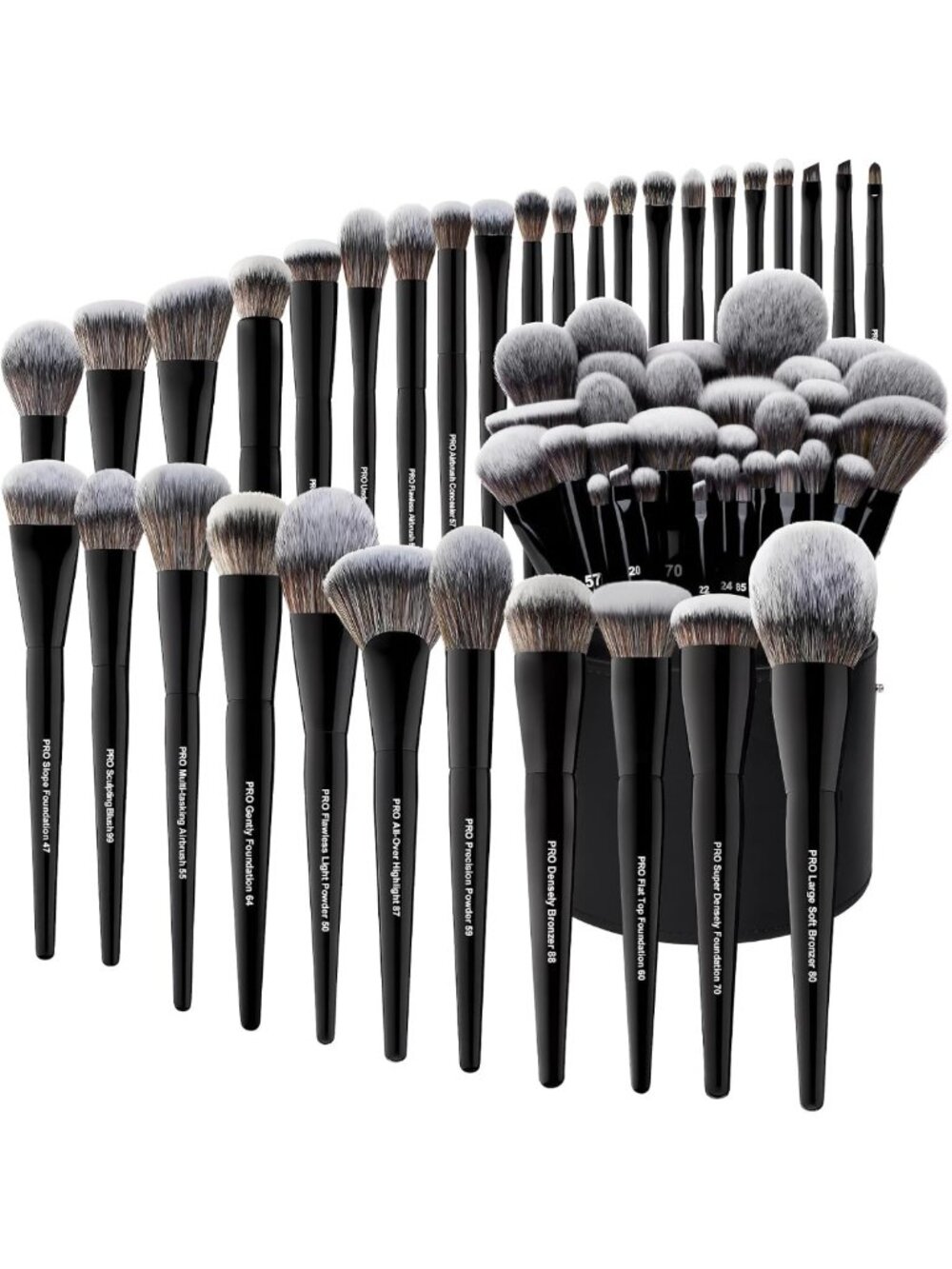 32-Piece Professional Makeup Brush Set with Large Holder - Ultra-Soft Synthetic